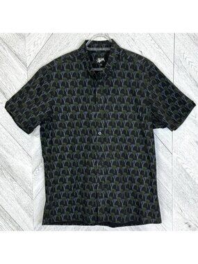 Vintage 90s Old Stussy All Over Tree Print Button Up Shirt Mens Size Large USA